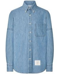 Thom Browne - Denim Shirt With Armbands - Lyst