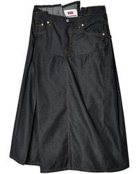Junya Watanabe - Asymmetric Denim Midi Skirt - Lyst