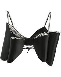 Mach & Mach - Bow-Detail Crystal-Embellished Top - Lyst