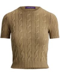 Ralph Lauren - Cable-Knit Short-Sleeve Sweater - Lyst