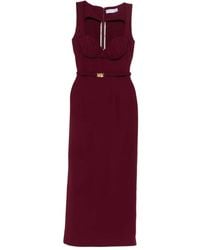 ROWEN ROSE - Robe Longue En Satin À Détail Ceinturé - Lyst