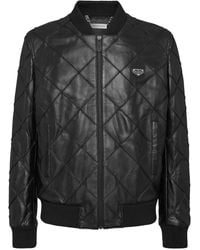 Philipp Plein - Quilted Leather Bomber Jacket - Lyst