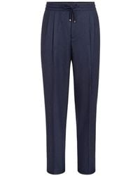 Brunello Cucinelli - Blauwe Wollen Broek - Lyst