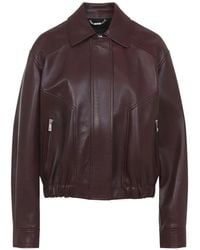 Versace - Zipped Leather Jacket - Lyst