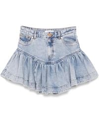 Zimmermann - Frilled Denim Mini Skirt - Lyst