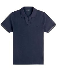 Fay - Striped Piqued Short-Sleeves Polo Shirt - Lyst