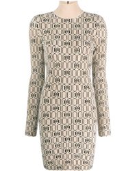 Elisabetta Franchi - Champagne Monogram Knitted Dress - Lyst