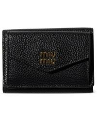 Miu Miu - Small Logo-Plaque Leather Wallet - Lyst