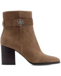 Tory Burch - Turnlock Stiefeletten Aus Wildleder - Lyst