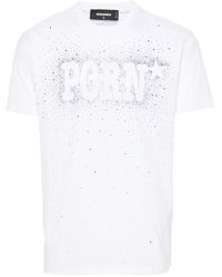 DSquared² - T-shirt en coton à ornements strassés - Lyst