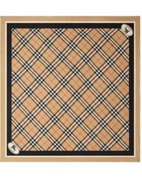 Burberry - Karierter Schal Mit Logo-Print - Lyst