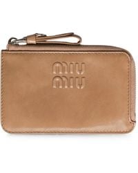Miu Miu - Logo-Embossed Leather Card Holder - Lyst