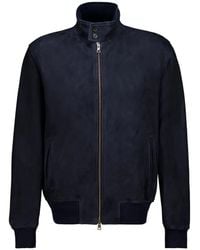 Boglioli - Zipped Leather Bomber Jacket - Lyst