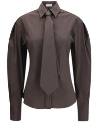 Brunello Cucinelli - Tie-Detail Puffed-Sleeve Shirt - Lyst