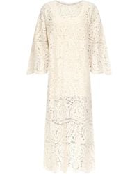 Loulou de Saison - Ciko Maxi-Jurk Met Gehaakt Patroon En Driekwartmouwen - Lyst