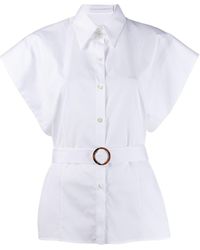 Victoria Beckham - Belted Short-sleeved Shirt - Lyst