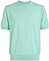 Altea - Fine-Knit Ribbed-Trim T-Shirt - Lyst