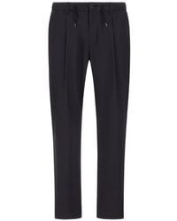 Herno - Dyed And Waterproof Stretch Cotton Trousers With Elasticated Waistband - Lyst