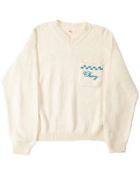 CHERRY LA - Logo-Embroidered V-Neck Sweater - Lyst