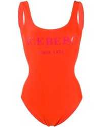 Iceberg Badeanzug mit Logo-Print - Orange