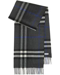 Burberry - Check-print Fringed Cashmere Scarf - Lyst