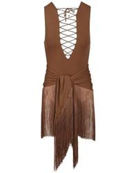 ‎Taller Marmo - Sahara Lace-Up Fringed Swimsuit - Lyst