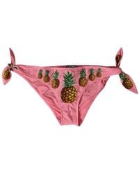 Dolce & Gabbana - Bikinislip Met Ananas-Print En Strik - Lyst