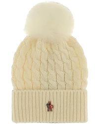 Moncler - Cable-Knit Pompom Beanie Hat - Lyst