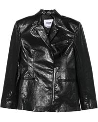 MSGM - Notched Asymmetric-Zip Jacket - Lyst