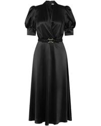 Rebecca Vallance - Belted Puff-Sleeve Midi Dress - Lyst