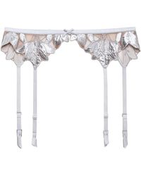 Fleur du Mal - Lily Embroidery Garter Belt - Lyst