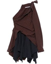Alexander Wang - Asymmetrische Geruite Mini-Jurk - Lyst