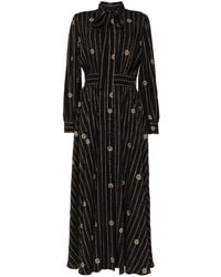 Elie Saab - Kleid Mit Metallic-Nadelstreifen - Lyst