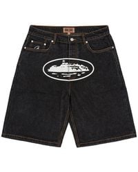 corteiz - Island Logo-Print Denim Shorts - Lyst