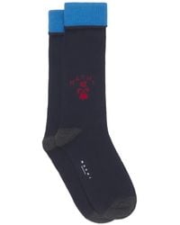 Marni - Deep Wool-Cashmere Socks With Crest Logo - Lyst