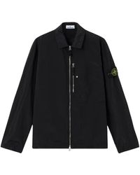 Stone Island Ripstop Zip Shirt Jacket in Black for Men | Lyst UK