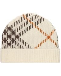 Burberry - Check Cashmere Blend Beanie - Lyst