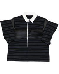 Sacai - Striped Collar Top - Lyst