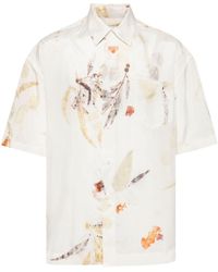 Feng Chen Wang - Leaf-print Silk Shirt - Lyst