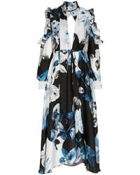 Off-White c/o Virgil Abloh - Uitlopende Midi Jurk Met Bloemdessin - Lyst