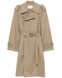 Saint Laurent - Double-Breasted Belted Trench Coat - Lyst