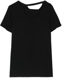 Yohji Yamamoto - Katoenen T-shirt Met Uitgesneden Details - Lyst