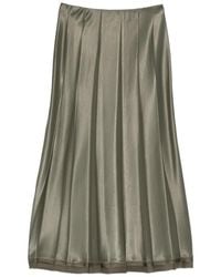 Vince - Pleated-Design Satin-Finish Midi Skirt - Lyst