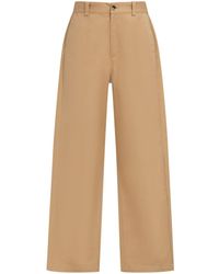 Marni - Logo-waistband Straight-leg Cotton Trousers - Lyst