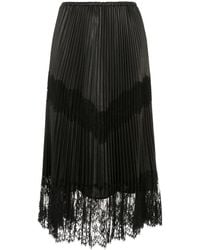 Valentino Garavani - Pleated Lace Trim Midi Skirt - Lyst