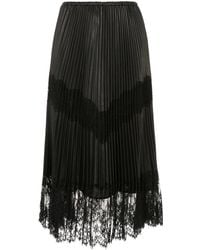 Valentino Garavani - Pleated Lace Trim Midi Skirt - Lyst