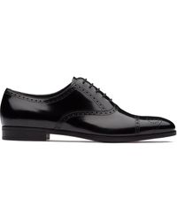 Prada - Brushed Fumé Leather Oxford Shoes - Lyst