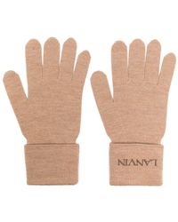 Lanvin - Logo-embroidered Wool Gloves - Lyst