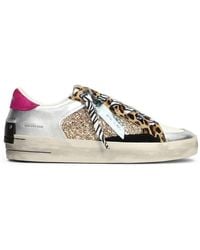 Crime London - Sk8 Deluxe Glitter-Panel Leopard-Print Sneakers - Lyst