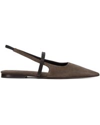 Brunello Cucinelli - Suede Leather Slingback Ballet Flats - Lyst